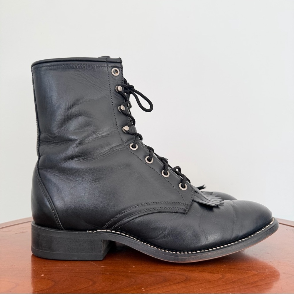 Laredo Men's Black Outlaw Lace-Up Roper Cowboy Boot | US 9